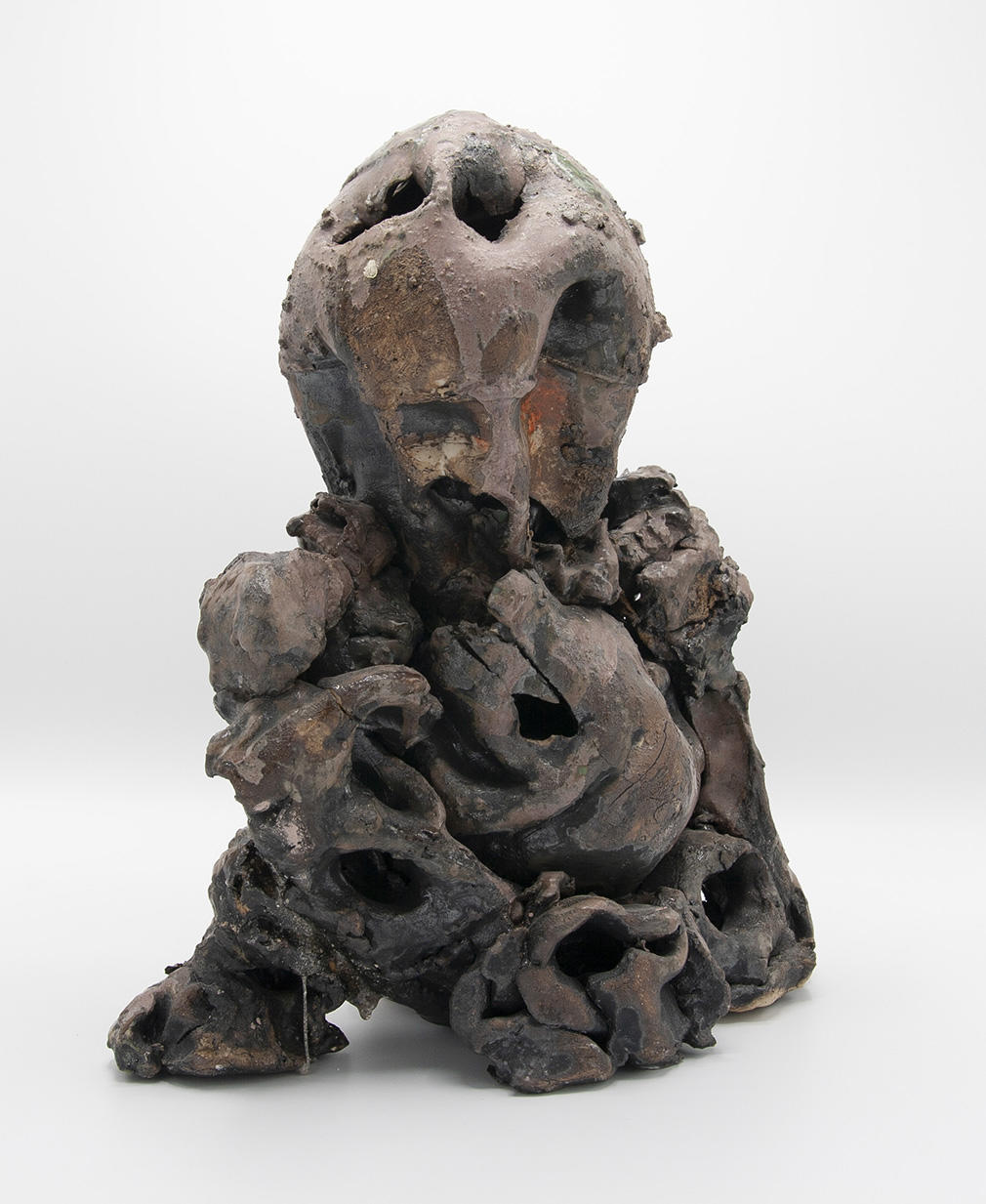 Abstract figure made from piled ceramic shapes
