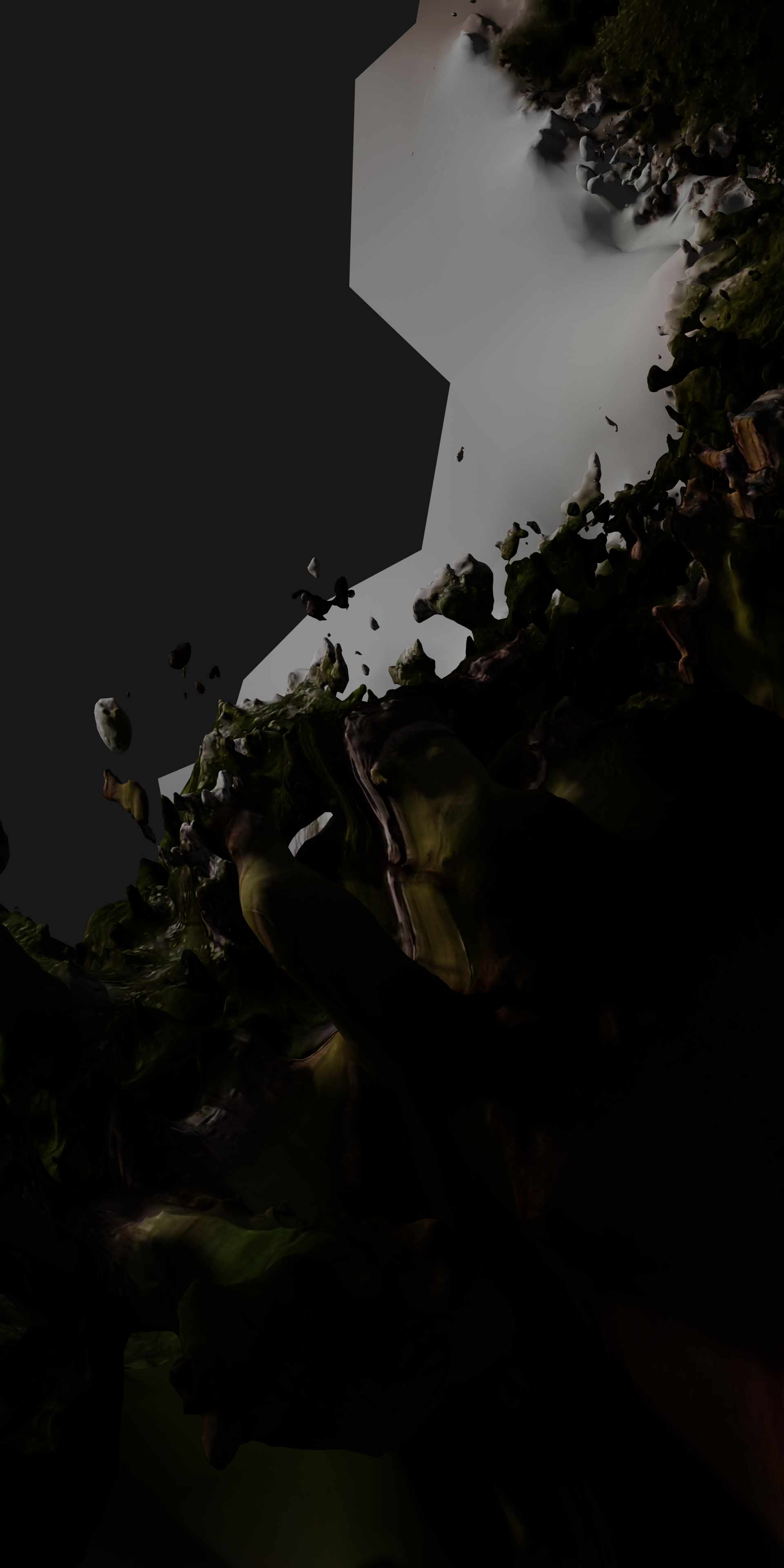 Glitched 3D model made of a handheld video footage of a neighborhood.