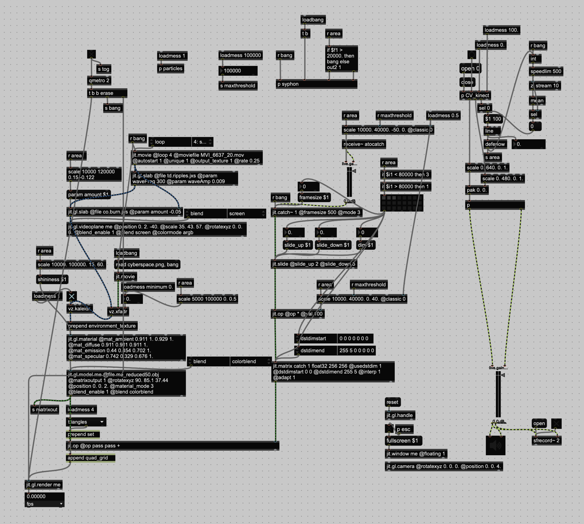 A computer program made in Max/MSP/Jitter.