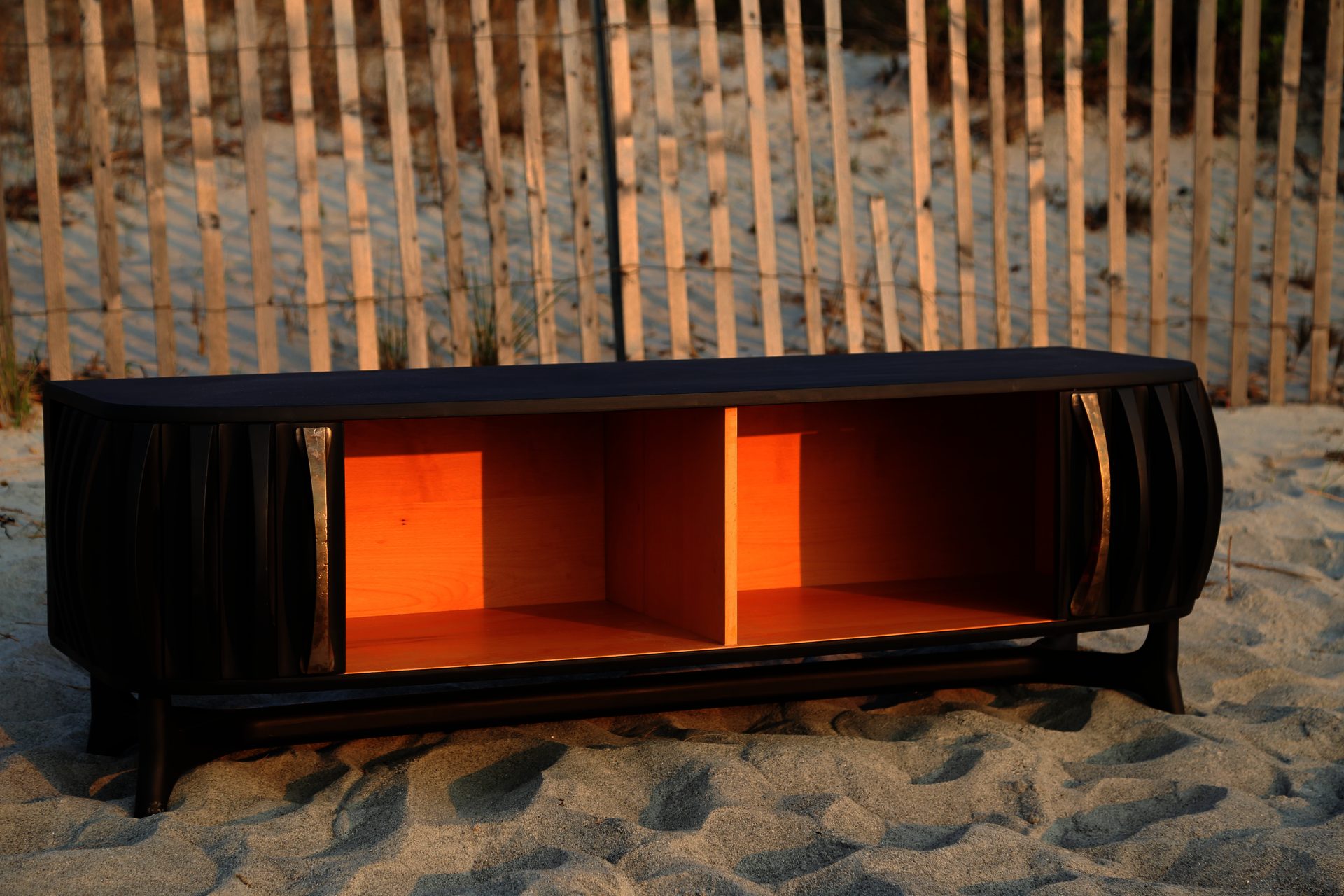 Breast Bone Cabinet opened on beach