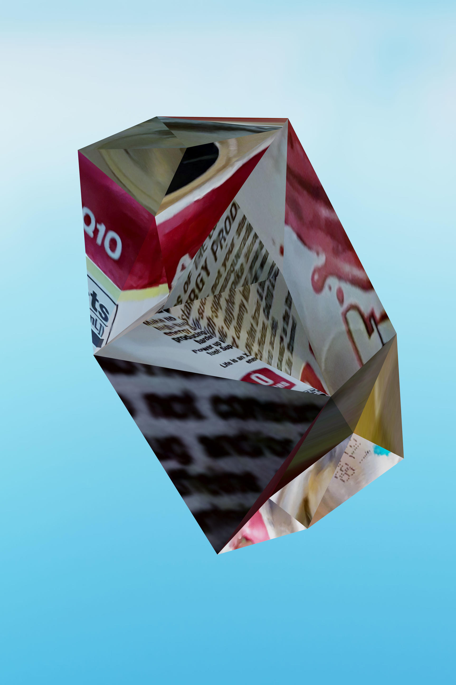 Digital simulation of aluminum can, crushed