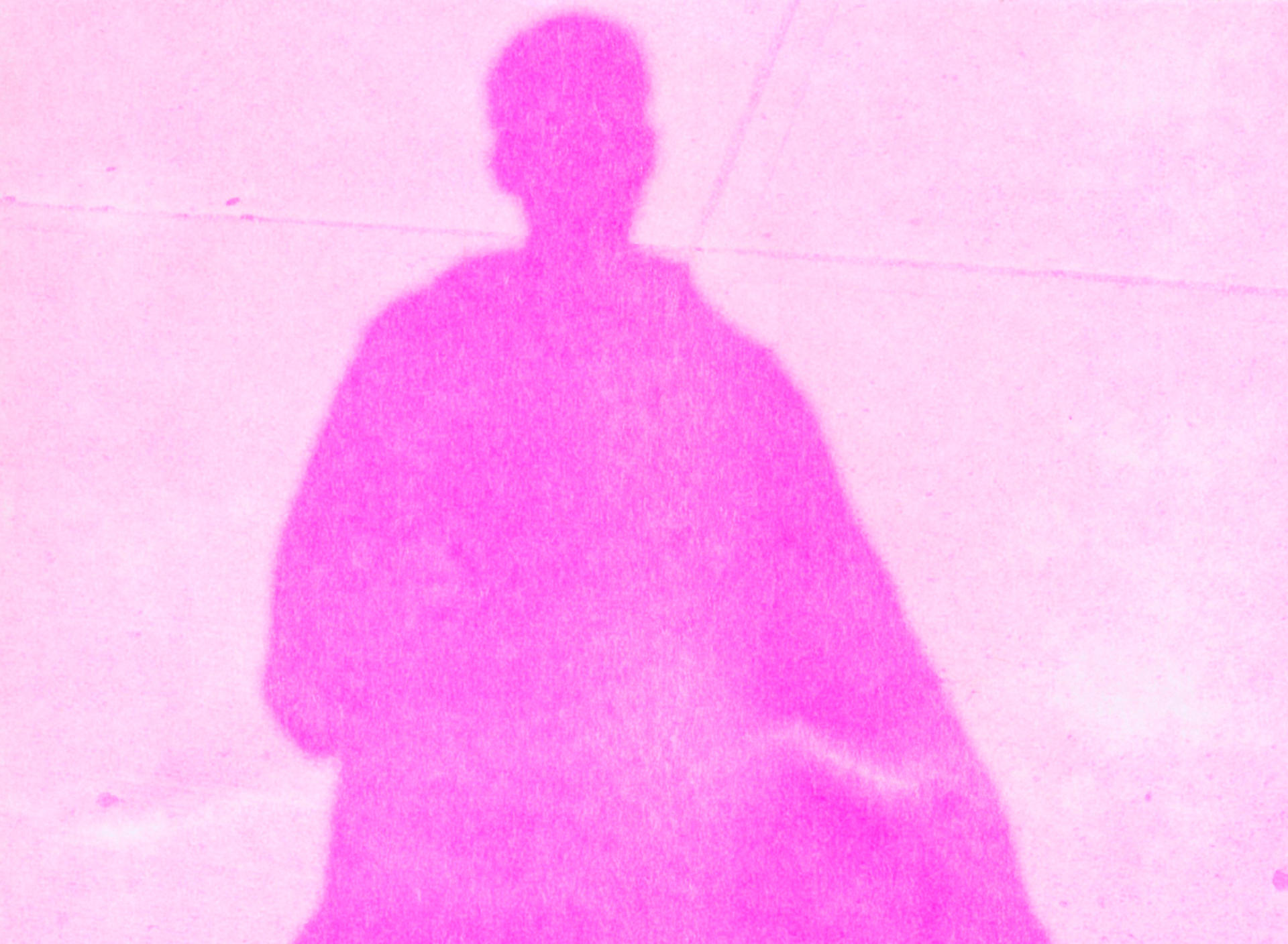 Pink and white treated image of Harshal's shadow