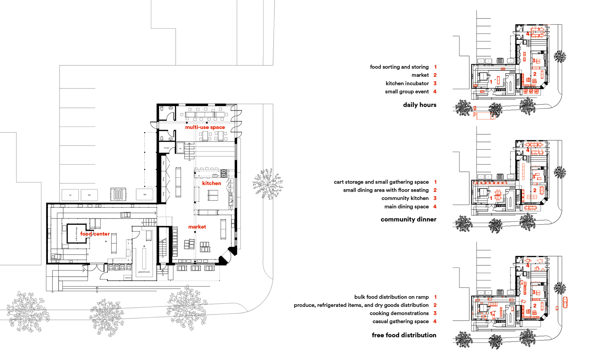 floor plans identify various configurations of flexible elements