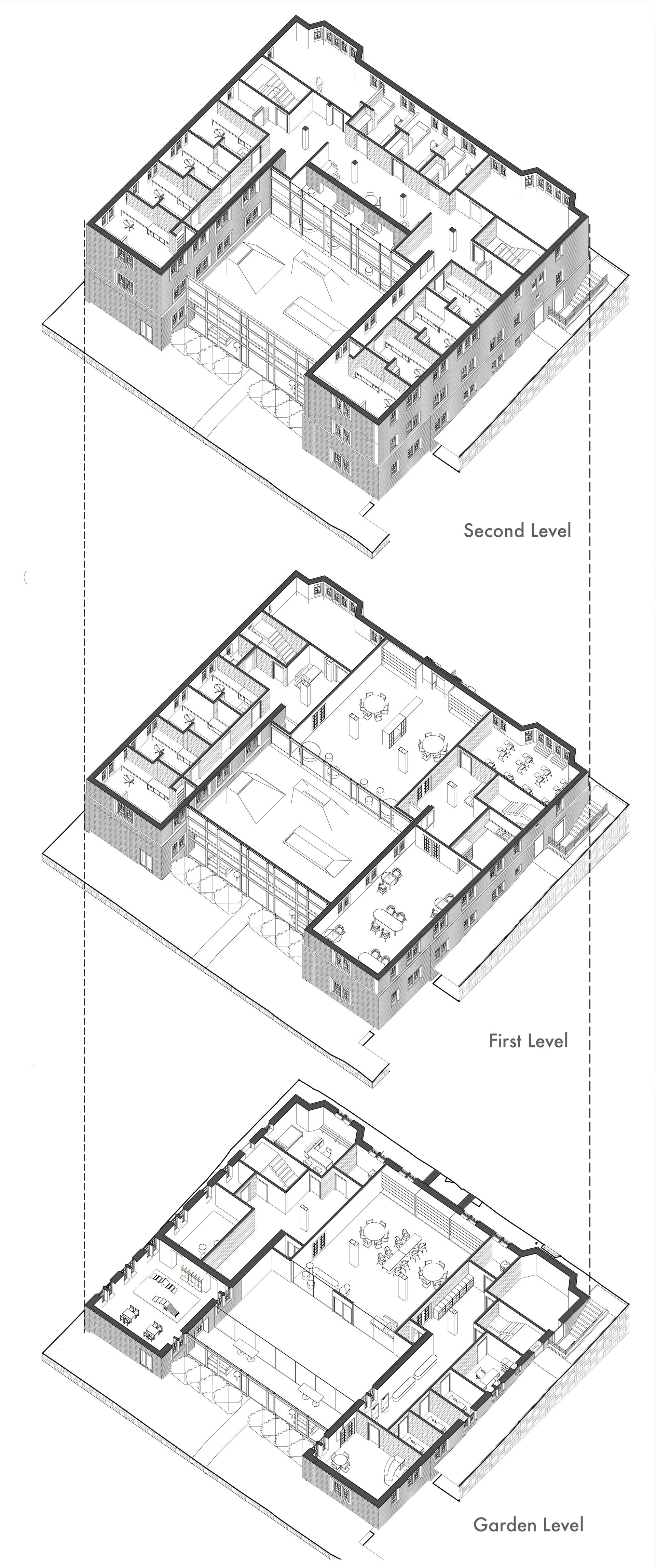 The careful addition of architectural thresholds regulate the interaction between Public, Semi Public and Private areas, ensuring control and security. Towards the interior, large communal spaces are planned with micro rooms. These shared spaces inculcate a sense of community whilst keeping minimal but sufficient comfort for residents in their private rooms. As homelessness can make one feel lonely and insecure, the balance of these two zones ensures comfort and support. Thus, creating a platform for growth