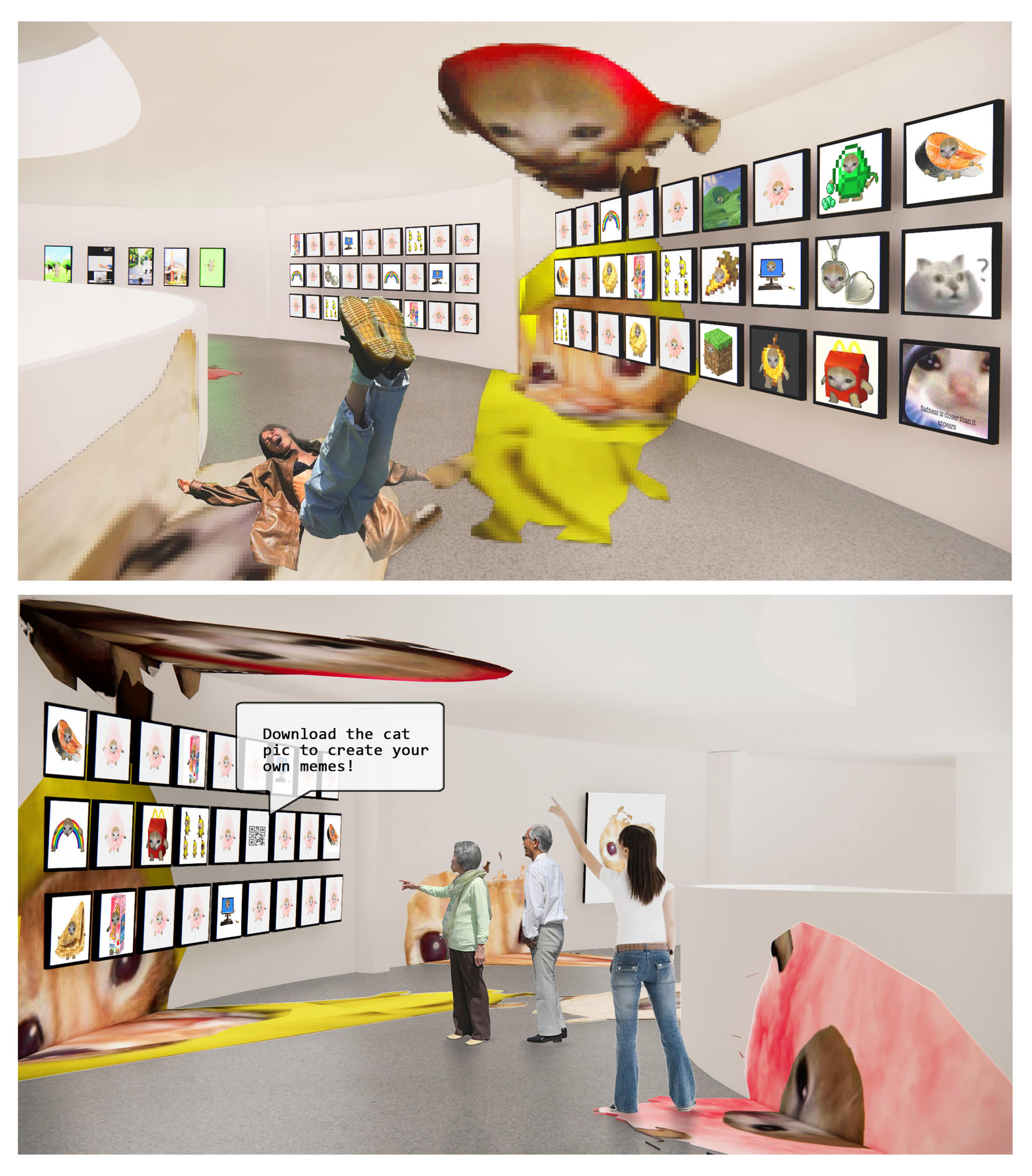 Rendering showing the meme section and anamorphism