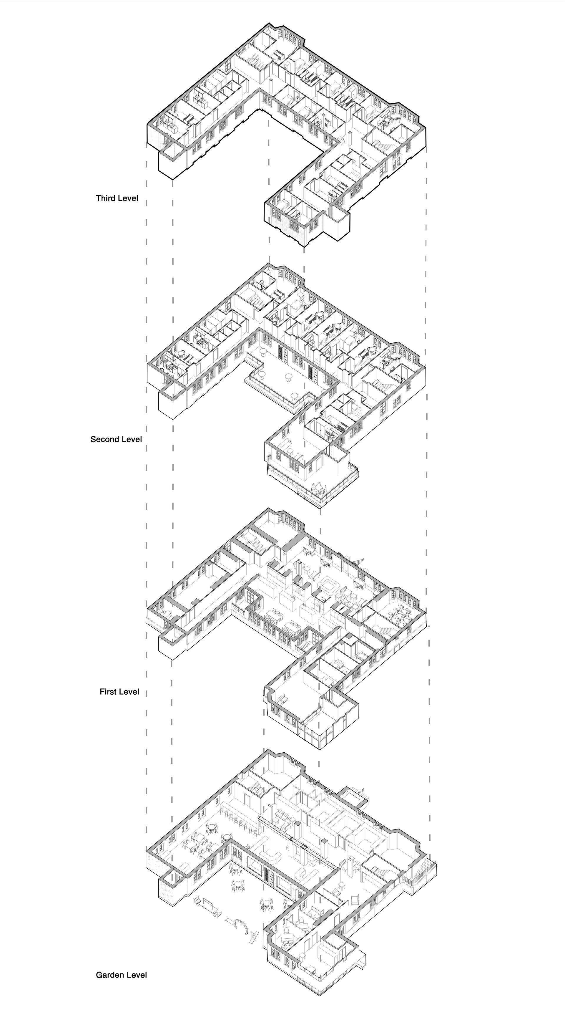 Views showing spatial planning and accessibility of each floor.