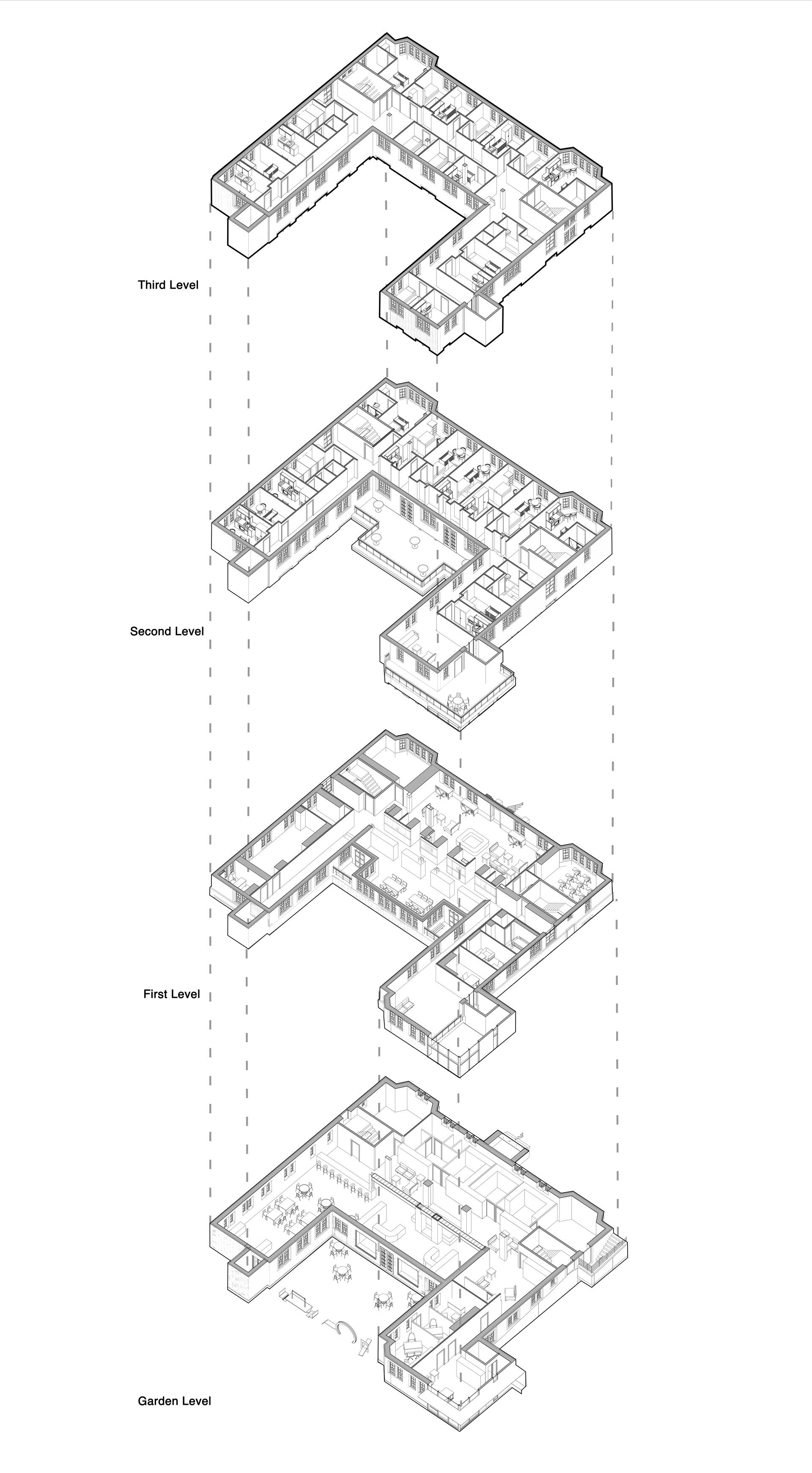 views showing spatial planning and accessibility of each floor