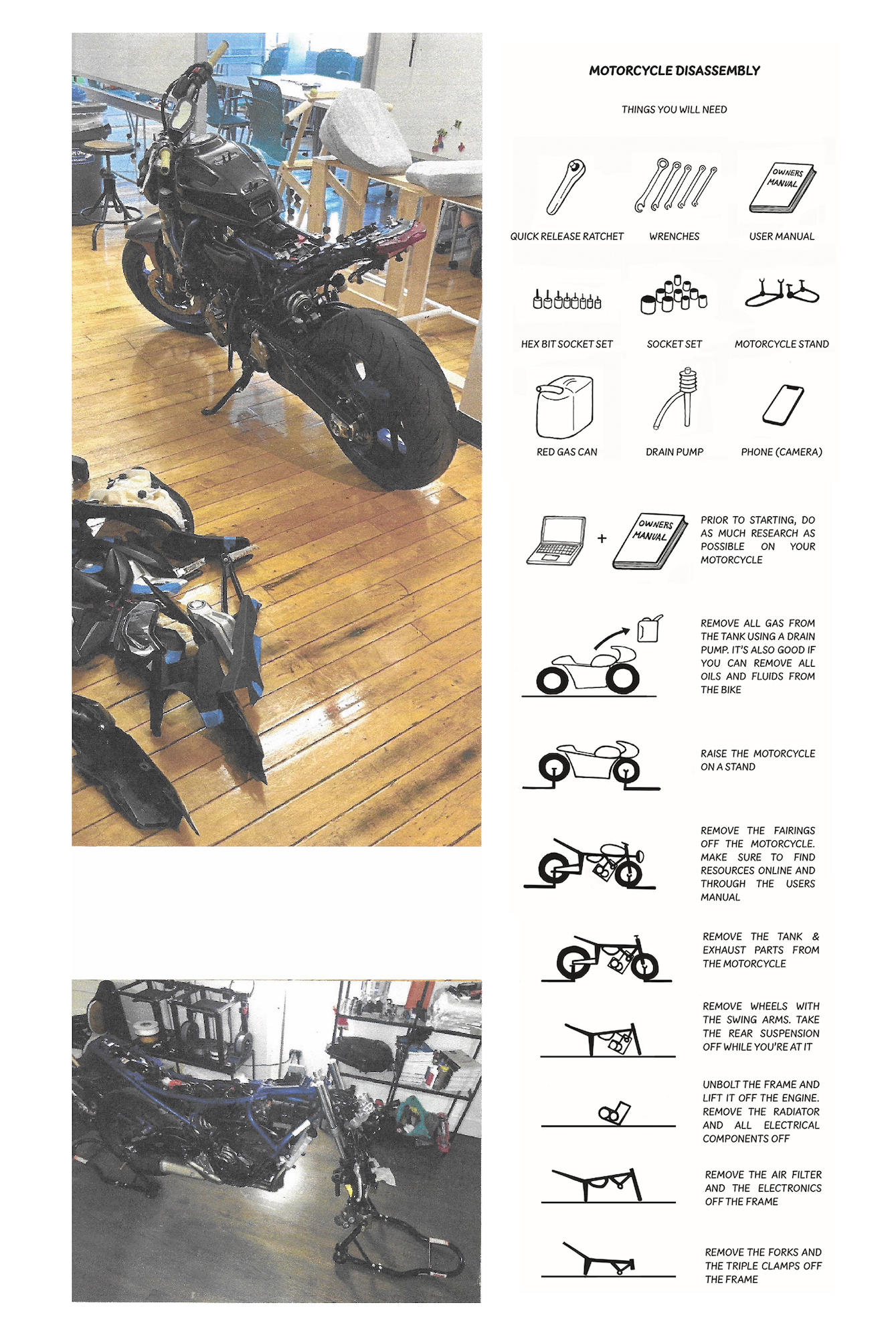 Disassembling a motorcycle