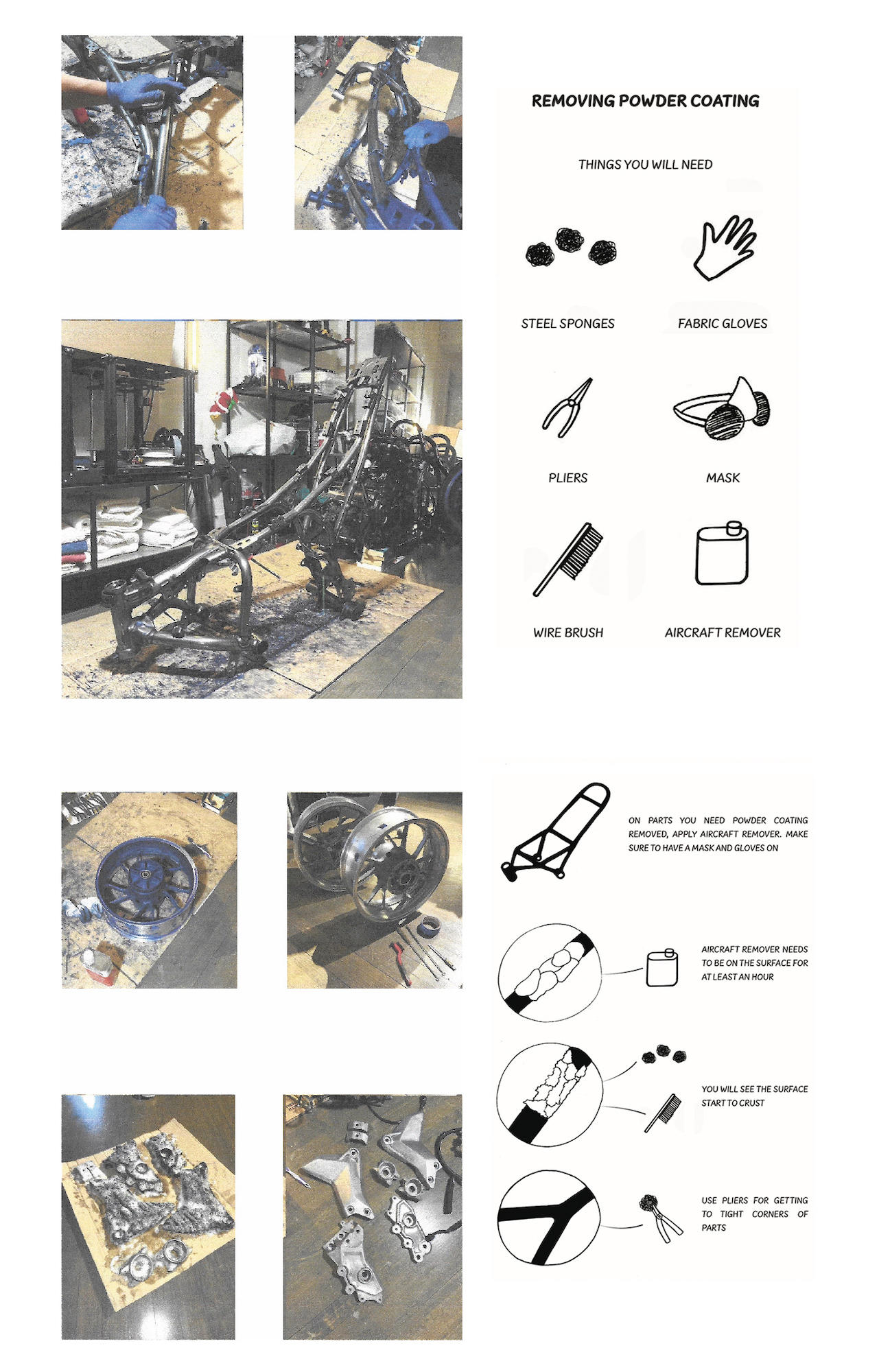 Removing powder coating