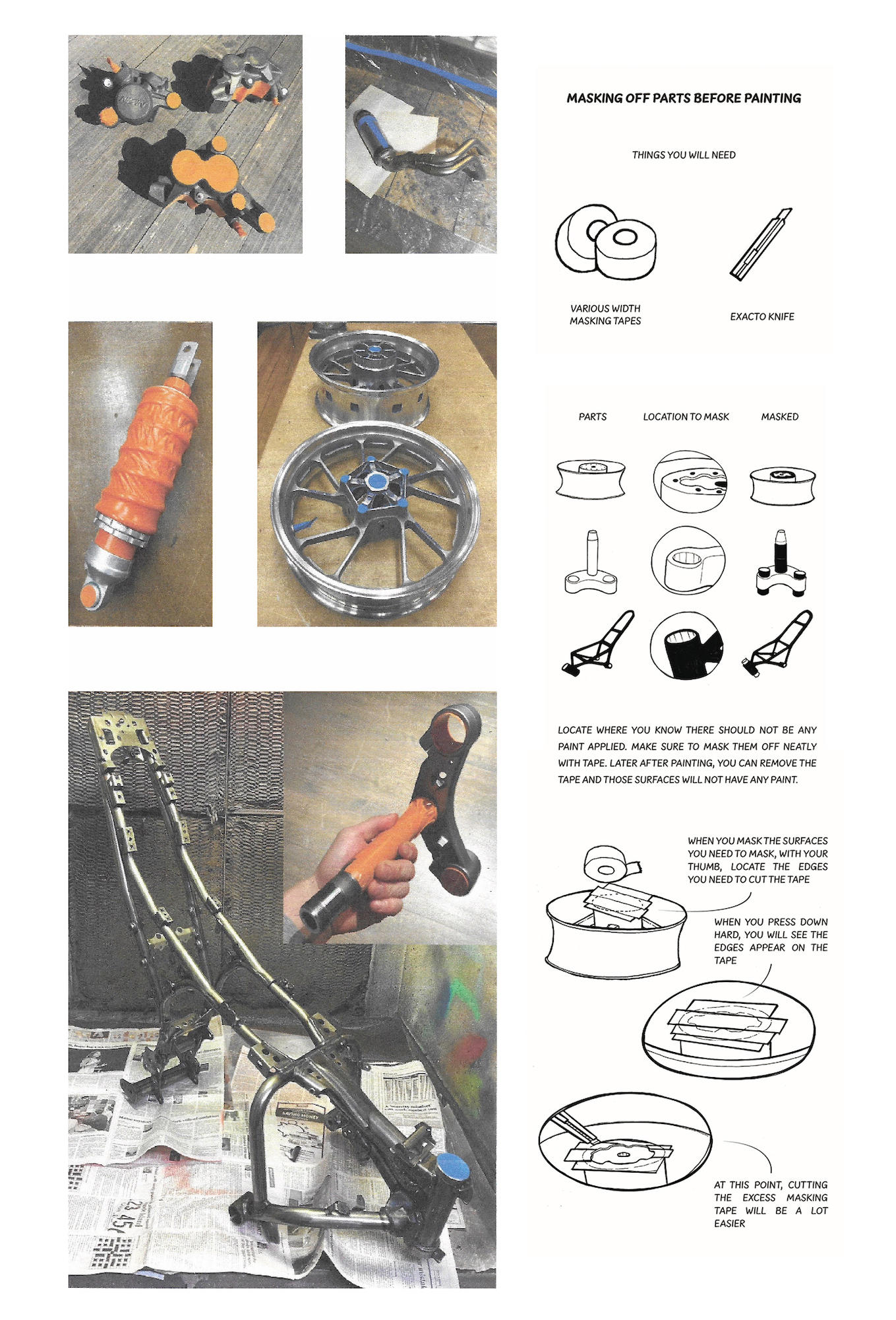 Masking off motorcycle parts