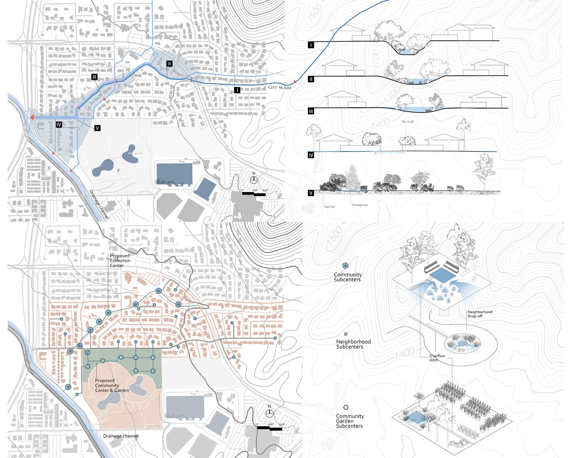 The mapping shows the opportunity zones and proposed collection system.