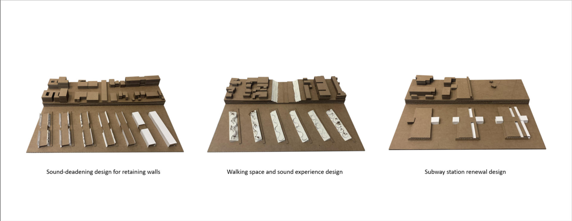 Model iterations of the three site design solutions.