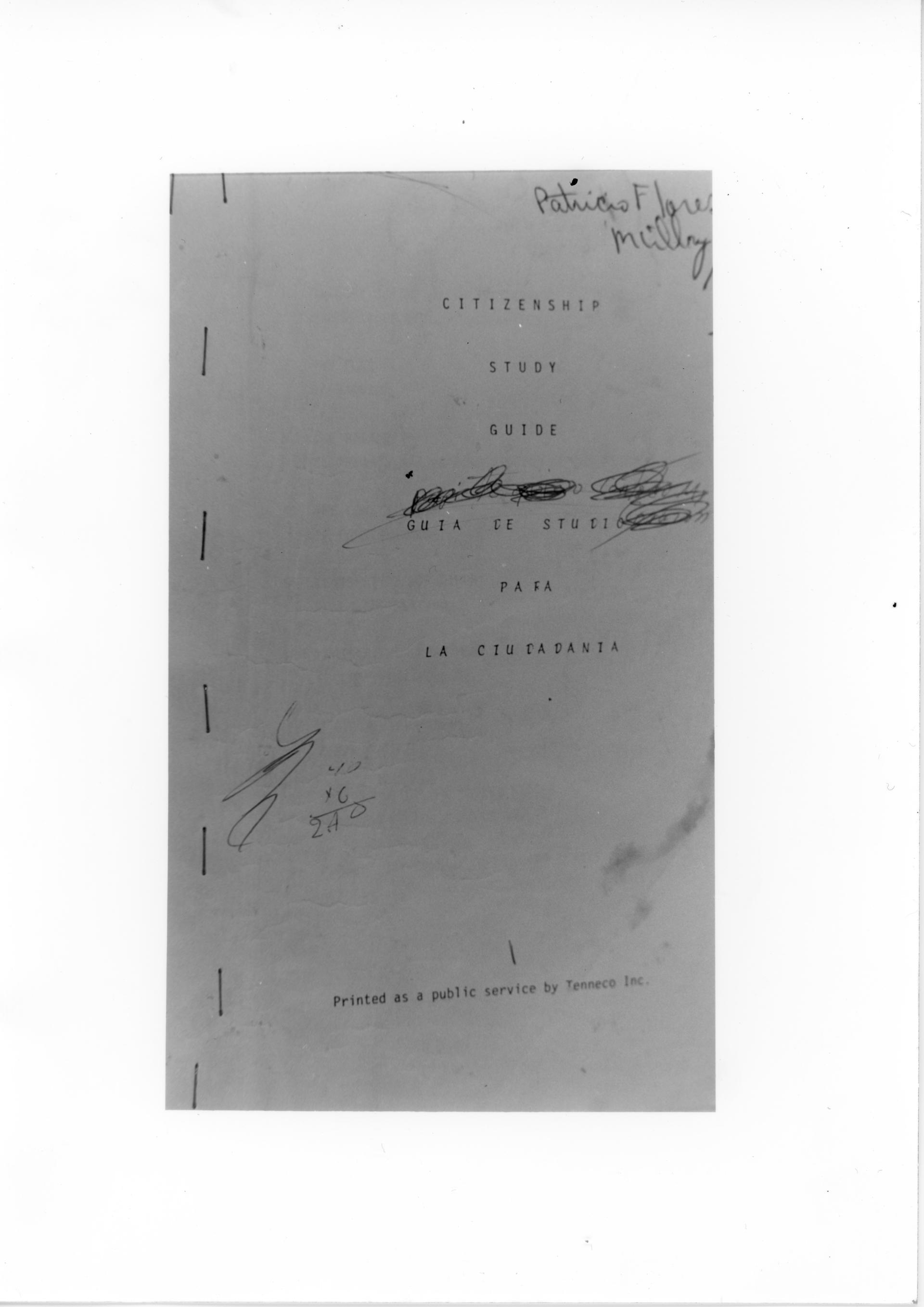 A photo of a document with handwriting 