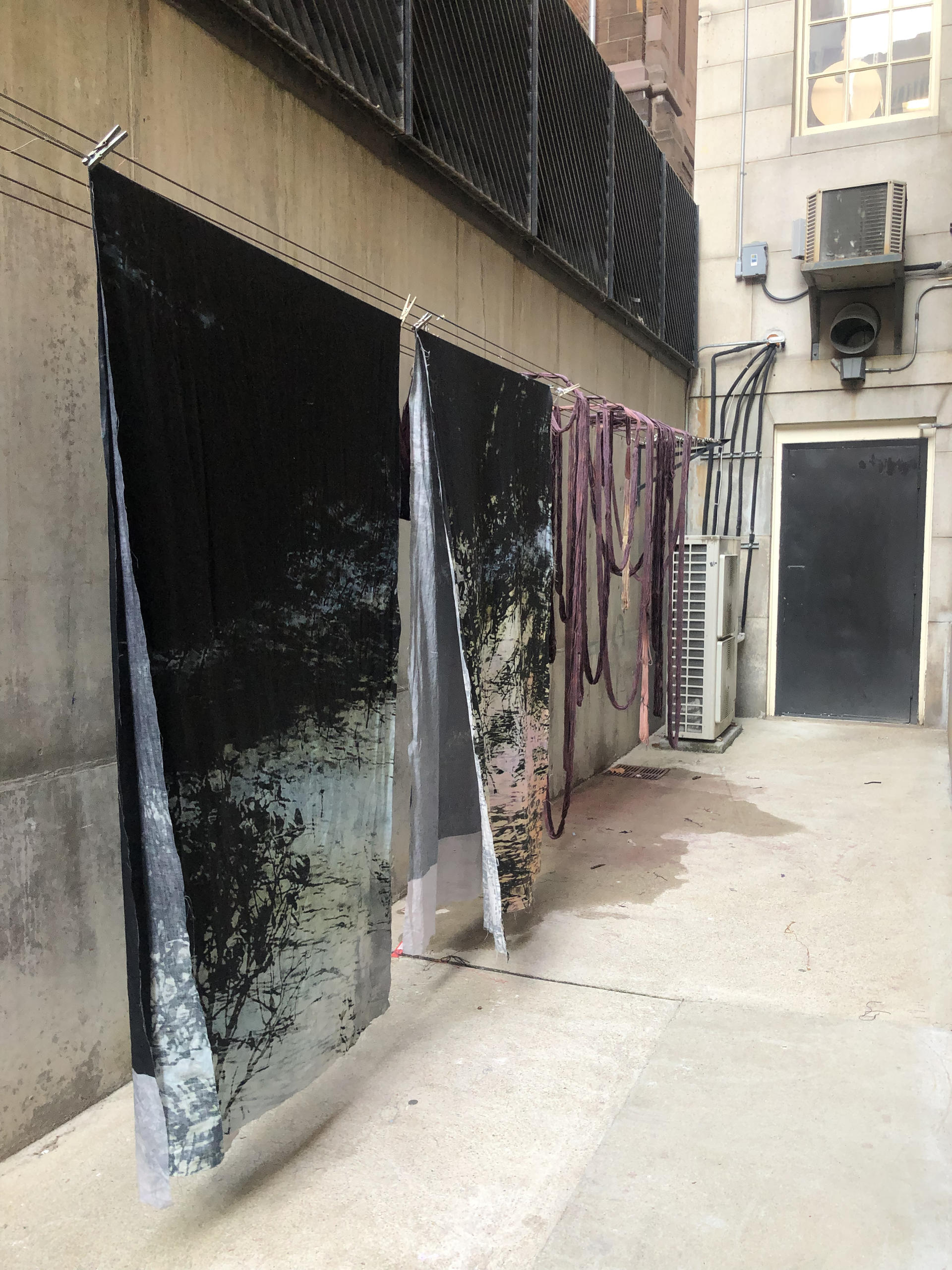 Fabrics on a drying line