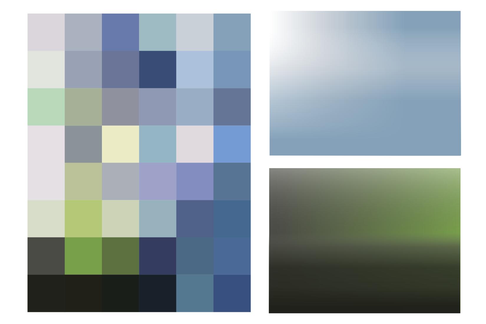 Colour fields developed from grids