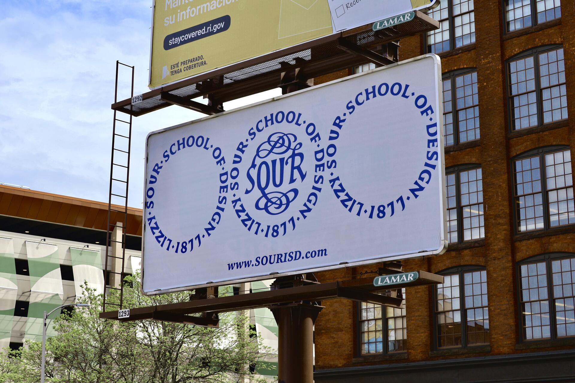 “The Lizzy Sour School of Design Billboard Project” (2024), advertisement posting will be displayed until early June. Located on the corner of Page & Pine Street in Downtown Providence. Visit the website, www.SOURISD.com to learn more!