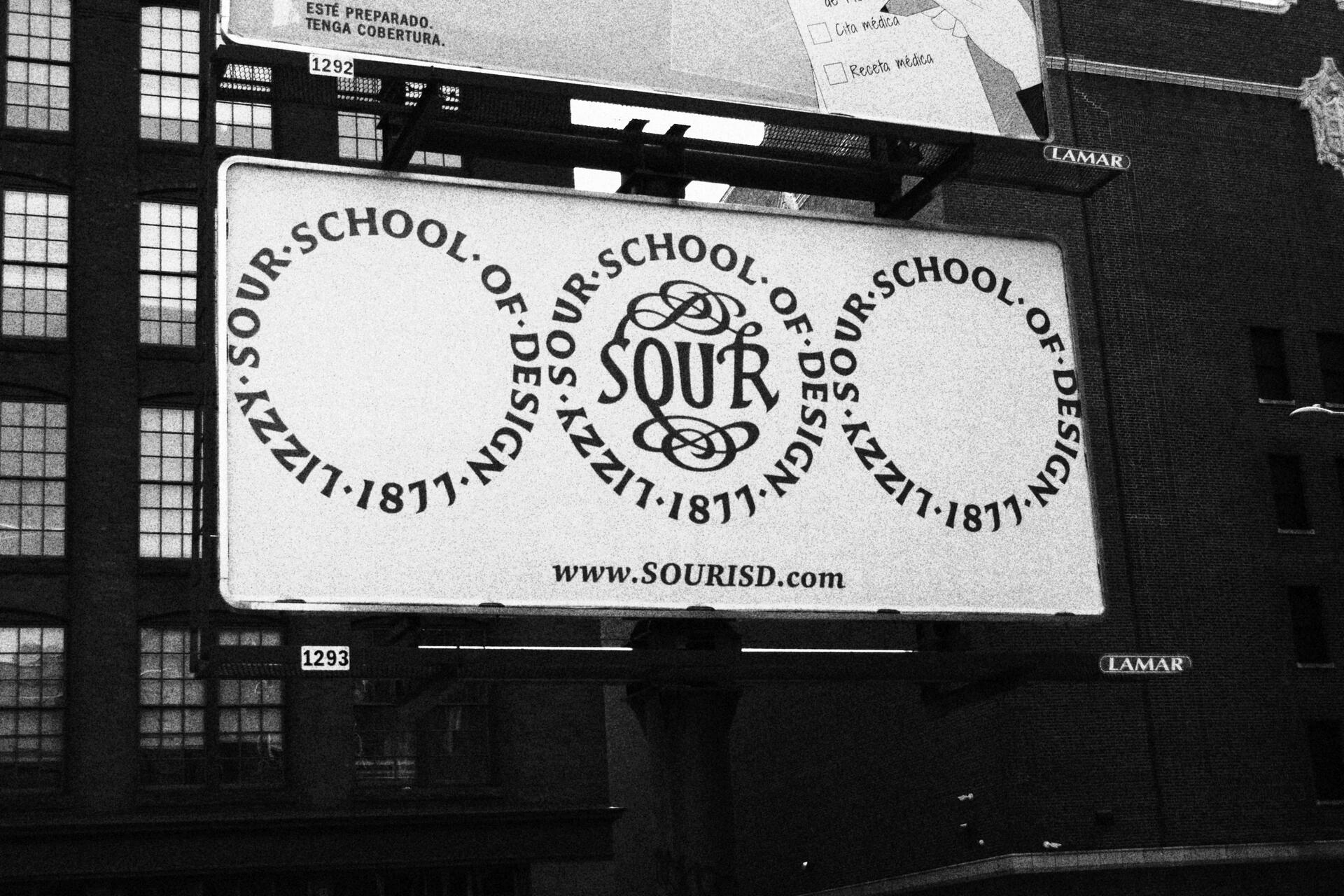 “The Lizzy Sour School of Design Billboard Project” (2024), advertisement posting will be displayed until early June. Located on the corner of Page & Pine Street in Downtown Providence. Visit the website, www.SOURISD.com to learn more!