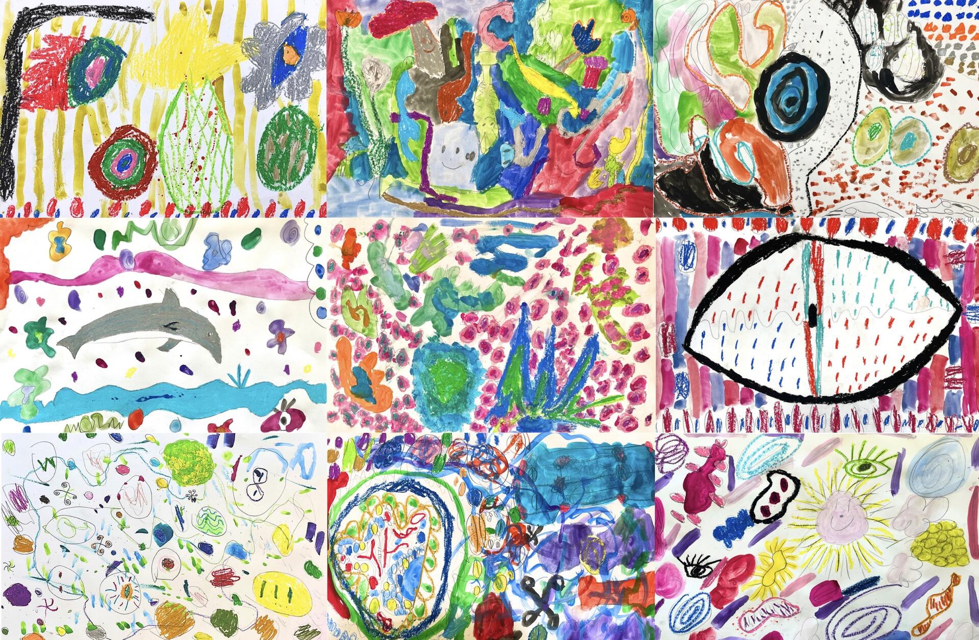 Students learned to identify organic shapes, lines, colors, and patterns in Yayoi Kusama's artwork and created their own abstract paintings, demonstrating creativity and imagination.