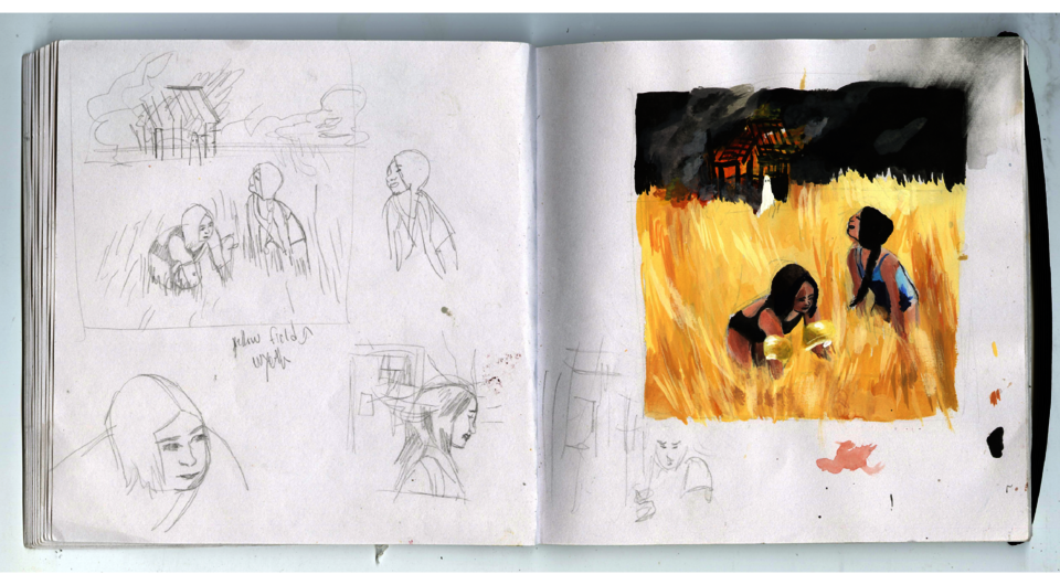 A page out of artist Cassidy Argo's sketchbook from January 2020