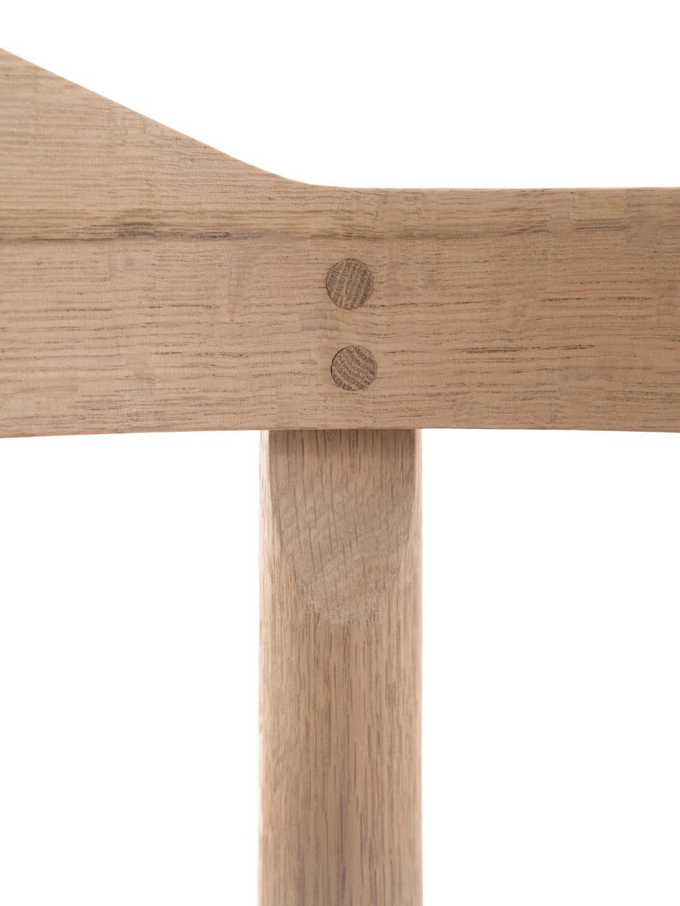 A detail photo of the backrest attachment of the Counting Calories chair.