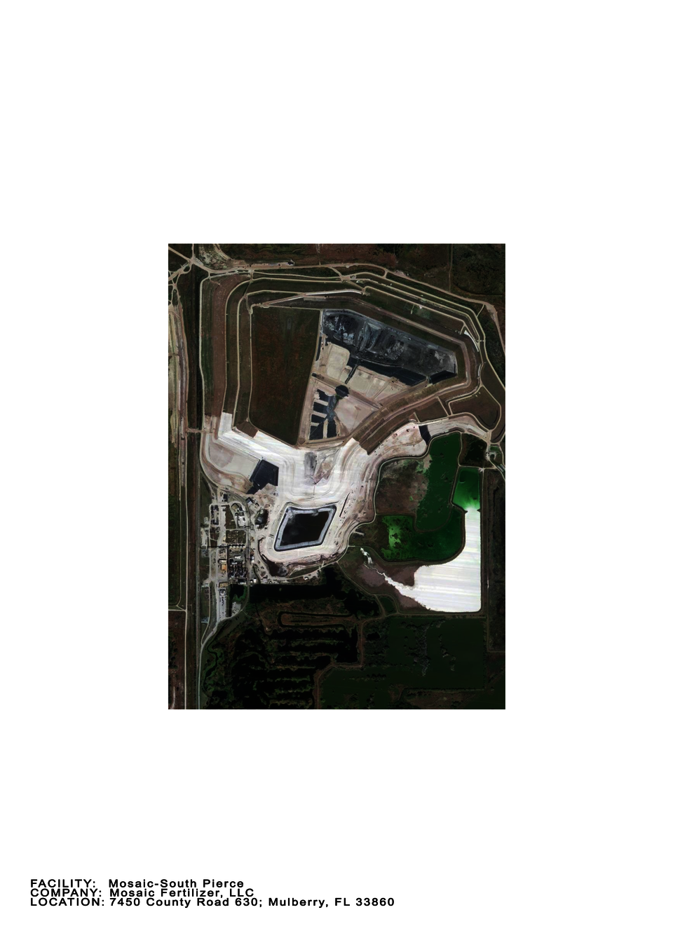 Satellite image of a gypstack built by Mosaic Fertilizer LLC in Mulberry, FL