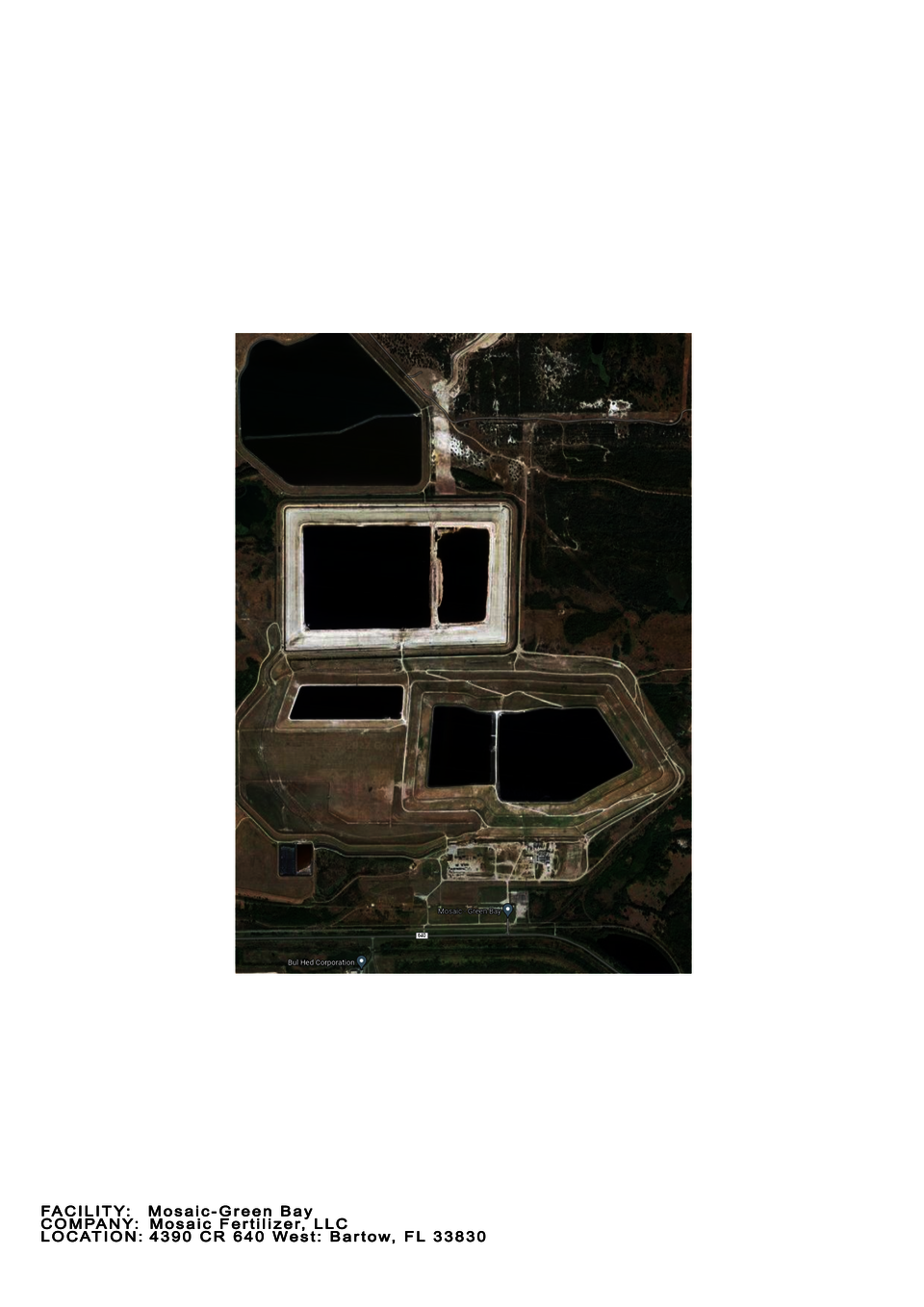 Satellite image of a gypstack built by Mosaic Fertilizer LLC in Bartow, FL 