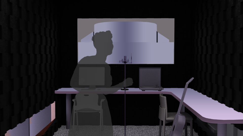 Rendered view from one of the recording rooms.