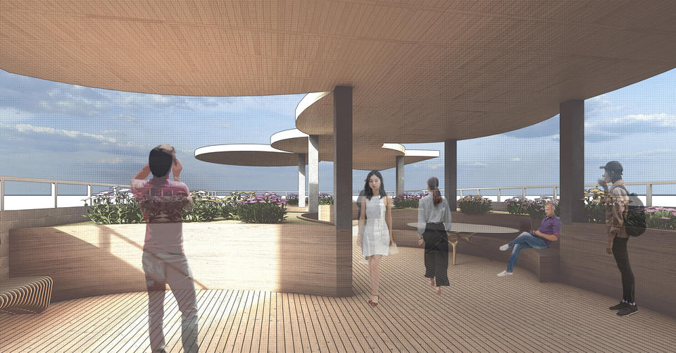 The roof garden will be the place that users can really feel the transition from interior to exterior, not only can they hang out here, the users can also work here to get a totally different working experience.