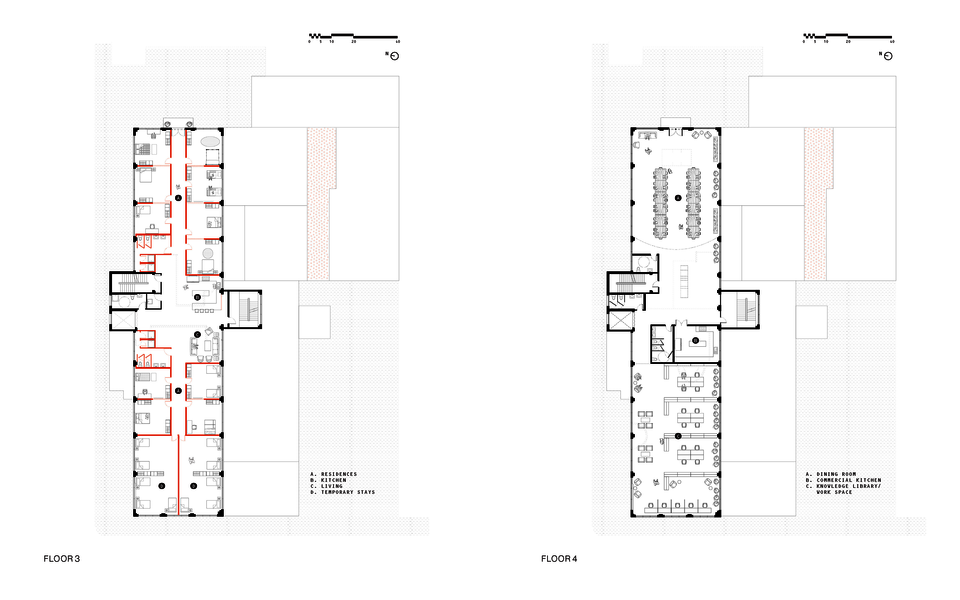 2 floor plans showing third and fourth floor  