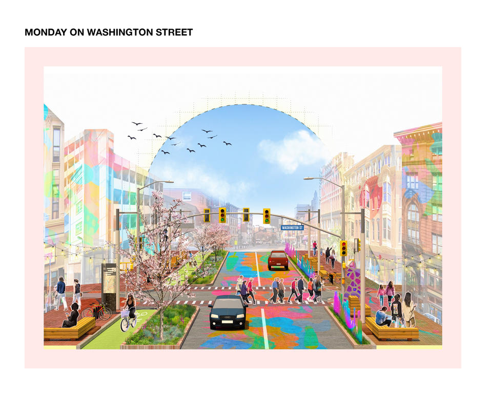 A Four-way Crossing Intersection with Resilient Green Infrastructure Design and Eye-catching Street and Building Murals