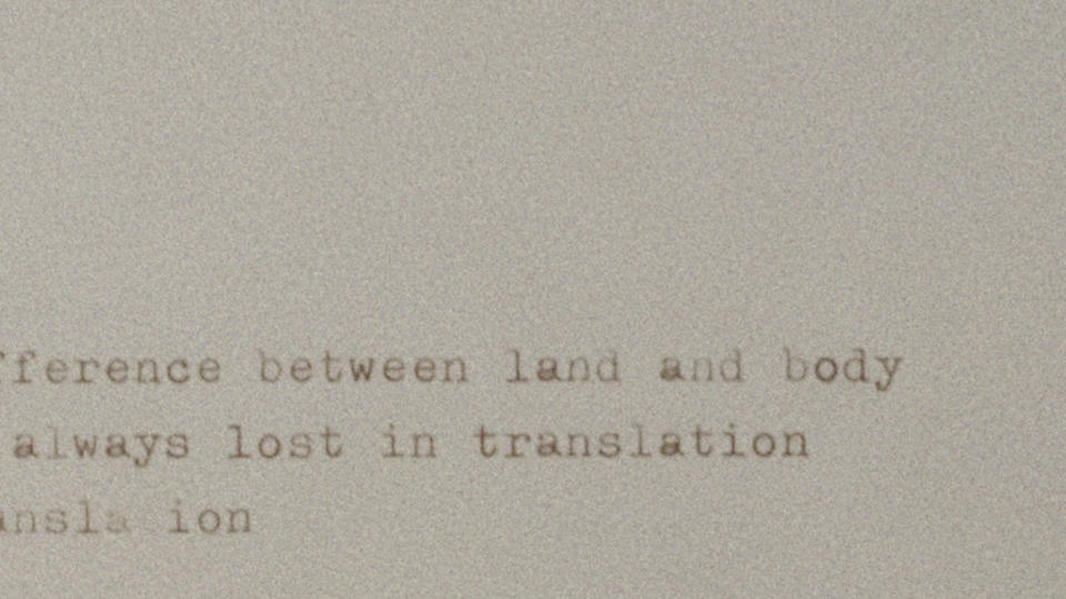 Zoomed in on text that reads "Natalie Diaz says there's no difference between land and body, but things are always lost in translation." 