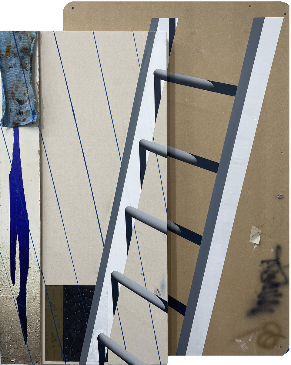 Air brushed ladder interacting with wall 