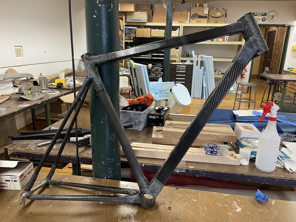 Image of the bicycle before paint and sanding.