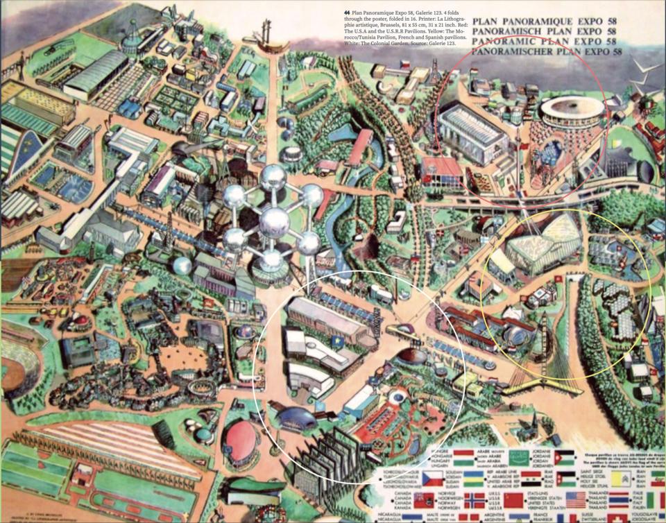 General plan of the Pavilions in World Fair 1958.
