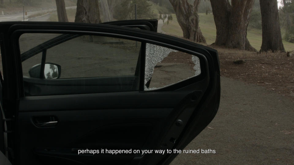 The smashed car window