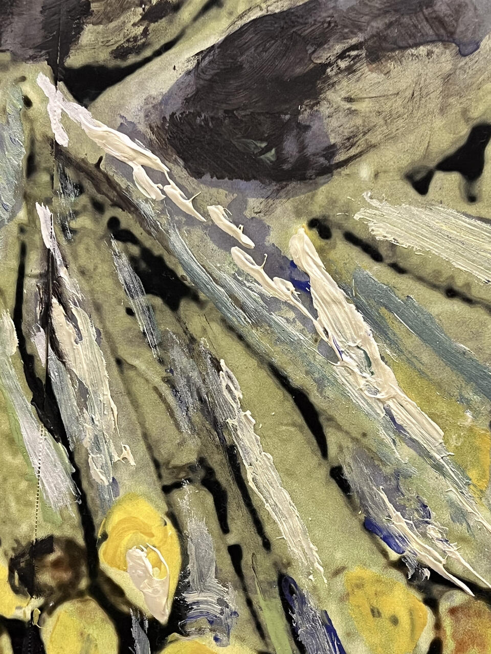 Detail of hand painted logs