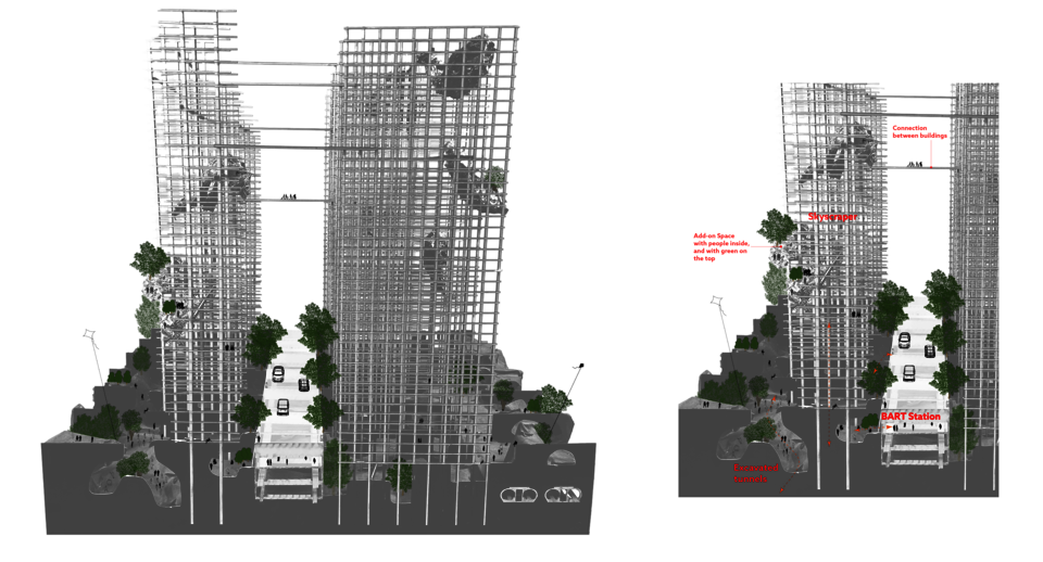 What site design imagination is when applying Bilateral Vertical Urbanization, with diagram (1 of 2)
