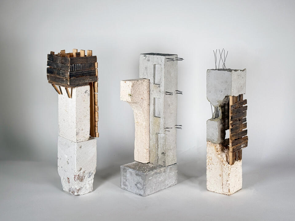 Cast model exploring the layered urban fabric of the Golden Horn walls, using mixed materials to evoke diverse textures.