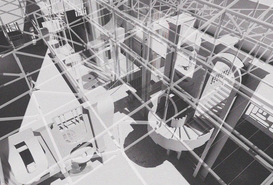 The project gamifies the old station, turning original elements into a dynamic, street-like space.