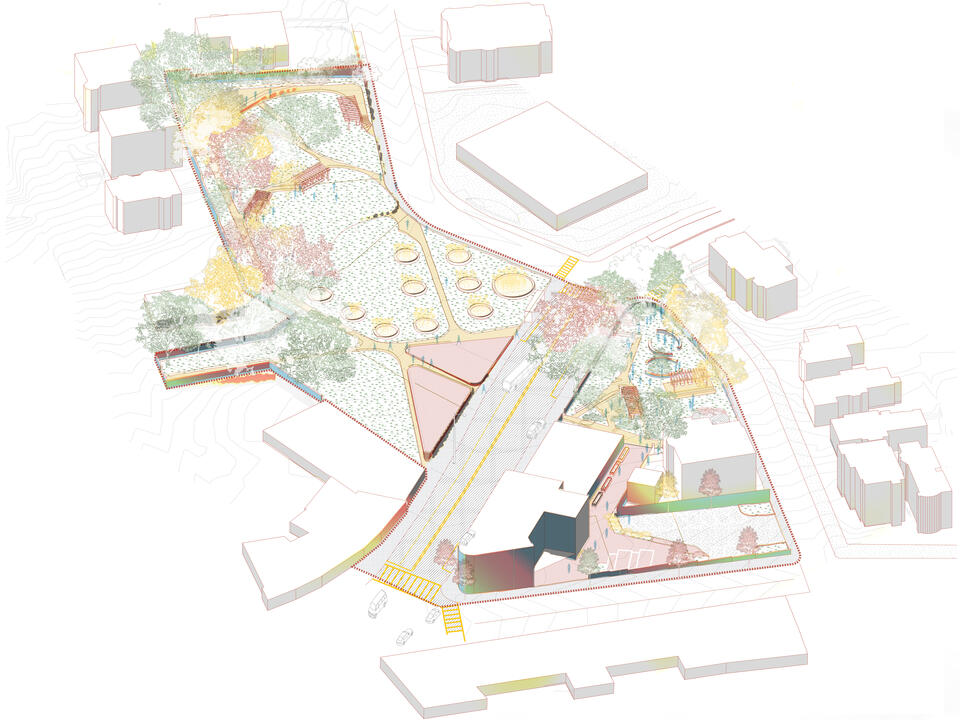 This is a speculative site design for Casa Myrna, a domestic violence in Roxbury, MA.